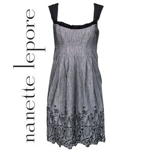 Authentic Designer Nanette Lepore gray and black babydoll dress